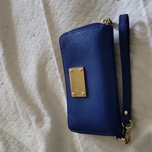 Blue Michael Kors wristlet